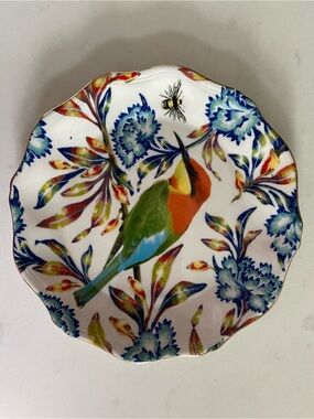 Anthropologie Multicolor Bird Motif Decorative Plate